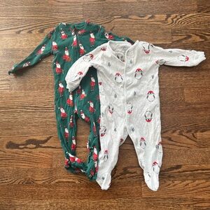 Two Organic Cotton Xmas Onesies